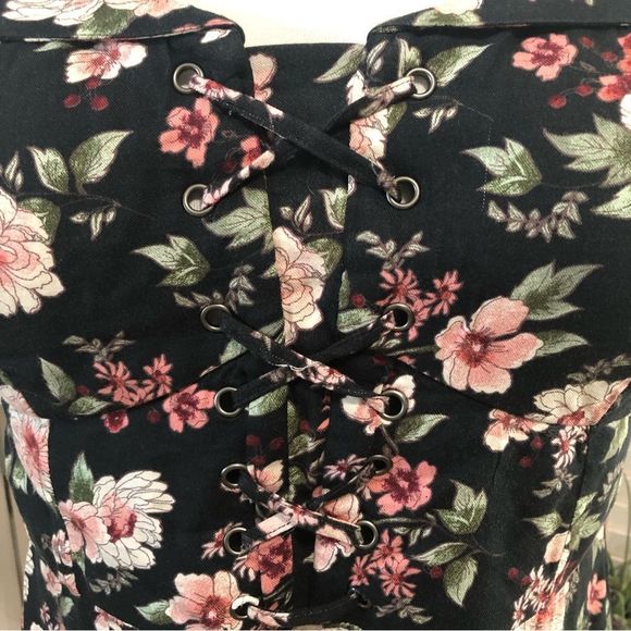 American Eagle Outfitters floral print pink black strapless mini dress sz XXL - Picture 6 of 9